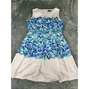 Women’s Tahari Arthur S. Levine Floral Fit & Flare Dress 16 Blue/Green Excellent